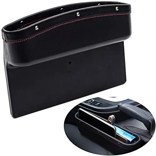Produktbild: Autositz Konsole Organizer,Autositz Gap Aufbewahrungsbox,Multifunktionale Aufbewahrungsbox für Auto,Leder Autositz Seitentaschen Organizer,für Brieftasche Telefon Münzen Zigarettenschlüssel(Schwarz)