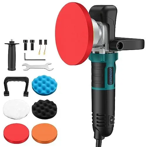 Produktbild: AUTOUTLET Poliermaschine Profi Polierer Auto Schleifmaschine Set Auto Politur Set mit 6 Variable Geschwindigkeit 2500-5500OPM, Abnehmbarer D-Griff und Seitengriff, zum Polieren von Auto, Möbeln