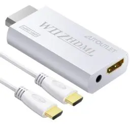 Produktbild: AUTOUTLET Wii zu HDMI Adapter, Wii Hdmi 1080P/720P Full HD Konverter, mit 3,5mm Video Audio Ausgang Buchse und 1,5M HDMI Kabel, für Nintendo Wii, TV Monitor Beamer Fernseher, weiß
