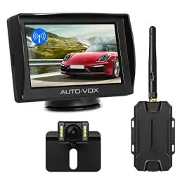 Produktbild: AUTO-VOX M1W Wireless Backup Kamera-Kit,Rückfahrkamera drahtlos, IP68 Wasserdicht LED Super Nummernschild Nachtsicht Rückseite Funk Back Up Auto-Kamera,10,9cm LCD TFT kabellos Rückfahrkamera Monitor