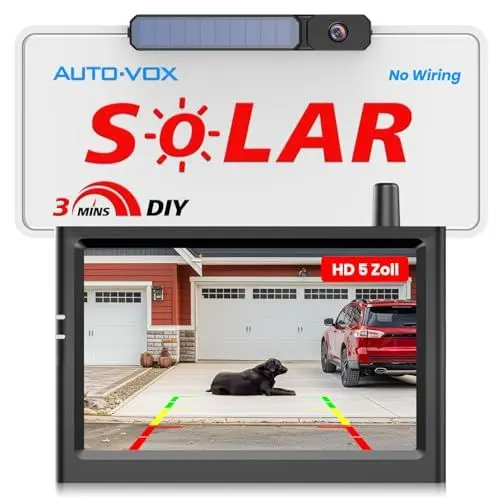 Produktbild: AUTO-VOX Solar Rückfahrkamera Kabellos: 3 Mins DIY Installation HD Rückfahrkamera Funk mit 5