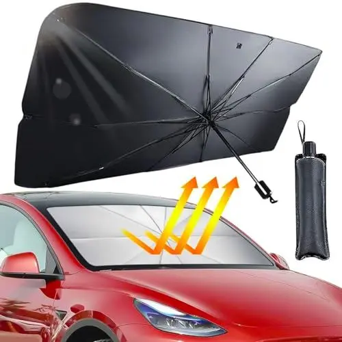 Produktbild: Auto-Windschutzscheiben-Sonnenschutz 65 x 125 cm Auto-Sonnenschutz UV-Schutz und Wärmeisolierung 360° Drehbar Faltbar Tragbarer Sonnenschutz – Geeignet für die Meisten Fahrzeuge