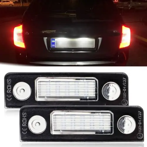 Produktbild: AUTOXBERT 2 x LED Kennzeichenbeleuchtung Für Skoda Octavia MKII 1Z 2009-2013, Für Skoda Roomster 5J 2006-2010, 6500K 18SMD LED Kennzeichenleuchten