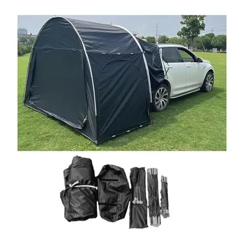 Produktbild: Autozelt für 2-3 Personen, Auto Zelt Heckklappe mit 3-TüRen, GroßE KapazitäT Atmungsaktives Heckzelt, Heckklappenzelt, Auto Heckzelt für Camping, Sonnenschutz, Wasserdicht, Winddicht(Schwarz)