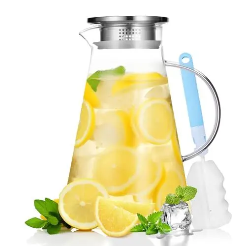 Produktbild: Autsel Glaskaraffe 1.9 liter Wasserkaraffe mit Deckel Teekanne Glass Teapot aus Borosilikatglas