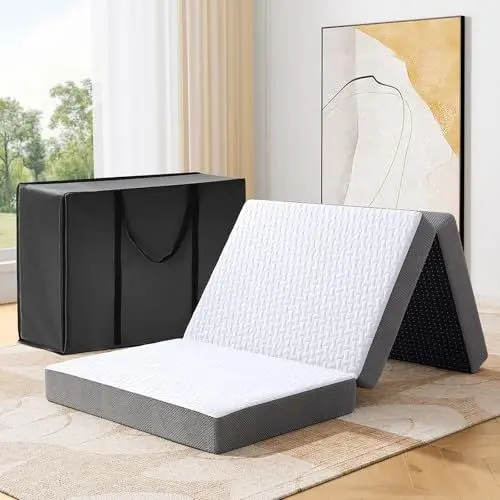 Produktbild: Autsel Klappmatratze 140x200x7.5cm 3-teilige Faltmatratze Camping Matratze Gästebett Bodenmatratze Gästematratze Feldbett Klappbett
