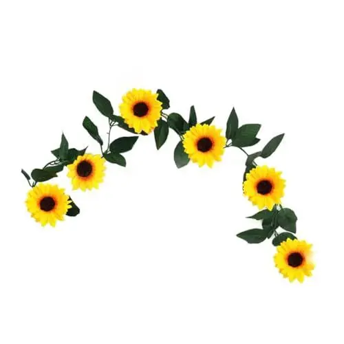 Produktbild: AUTSUPPL 1 STK Weihnachtsdekoration Herbstgirlande Hochzeitsdeko im Herbst künstlicher Gänseblümchenkranz kunstpflanze kunstplflanze Sonnenblumengirlande Gartendekoration Seidentuch Yellow