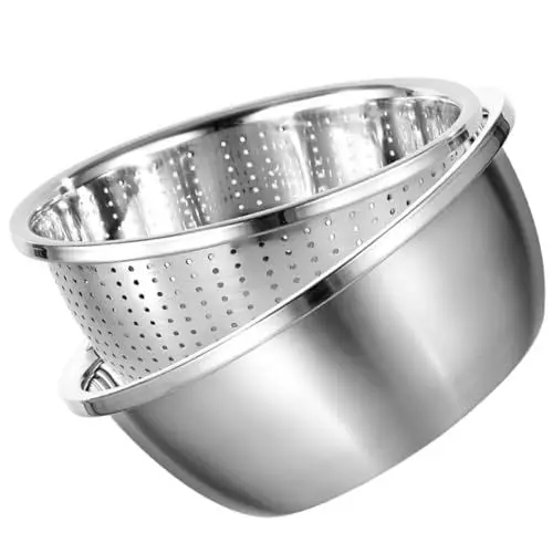 Produktbild: AUTSUPPL Obstsieb Aus Haushalts-rührschüssel Praktische Siebschüssel Rostfreies Gemüsesieb Wohnaccessoire Multifunktions-siebschüssel Schnelles Abtropfen Aufbewahrungskorb Innenbereich
