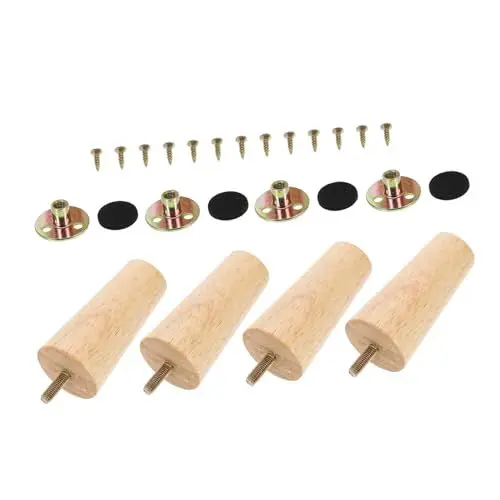 Produktbild: AUTSUPPL 4er Satz Konische Holzbeine Für Möbel Naturholz Stabil Tischbeine Sofabein Holzmöbelbein