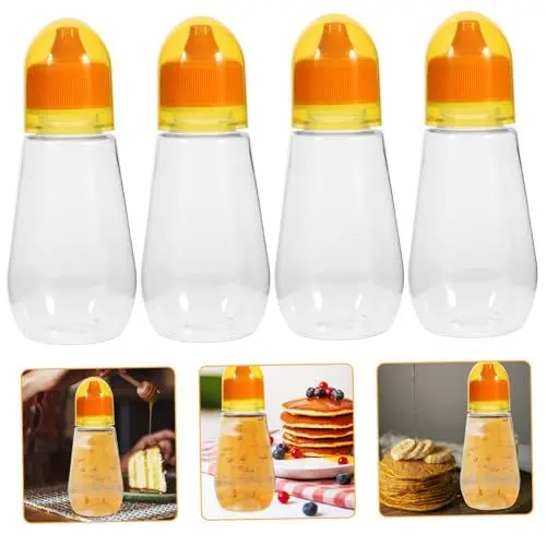 Produktbild: AUTSUPPL 4 Stück Honig Flasche Leerer Honigspender Gewürz-quetschflasche Leere Honigflaschen Marmeladenflasche Honigflaschengläser Nachfüllbares Honigglas Mini Honigglas Honigspenderglas Pp