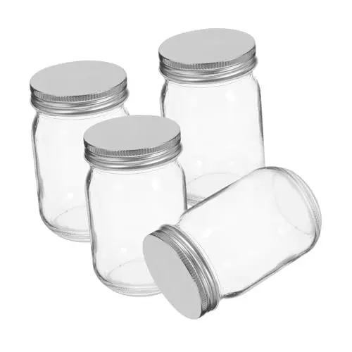 Produktbild: AUTSUPPL Gläser 4 Stück Glasgläser Lebensmittelbehälter Honigaufbewahrung Versiegeltes Glas Einmachgläser Glas Mit Deckel Haushaltsvorratsbehälter