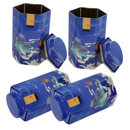 Produktbild: AUTSUPPL 4 Stück Teedose Kleine Küchenkanister Kaffee-Tee-blechdose Leere Blechbehälter Ostern Bonbondosen Luftdichte Konservendosen Tee Blechdose Kaffee-Tee-kanister Blue Weißblech