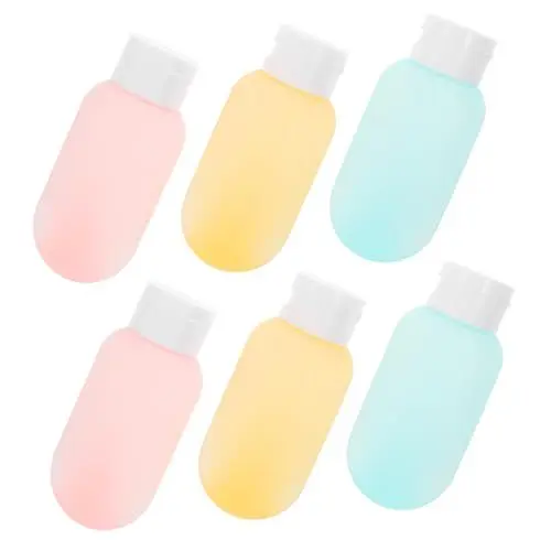 Produktbild: AUTSUPPL Kleine Sprühflaschen 6er Set Reiseflaschen Für Flüssigkeiten Leere Nachfüllbare Toilettenartikel Behälter Lotion Und Shampoo Flaschen 60ml Pastellfarben Mit Tragetasche Pumpflasche
