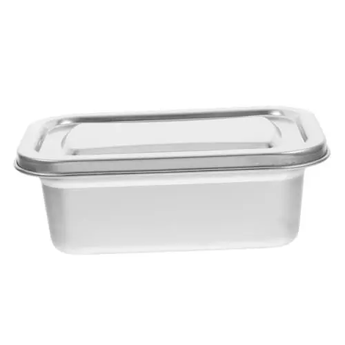 Produktbild: AUTSUPPL Eiscremebox Aus Edelstahl Wiederverwendbar Mit Deckel Für Gefrierschrank Zur Aufbewahrung Von Hausgemachter Eiscreme