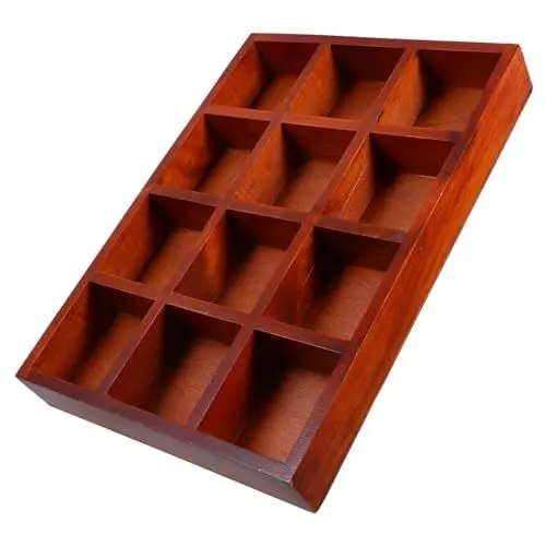 Produktbild: AUTSUPPL Holz-aufbewahrungsbox Mit 12 Fächern Schmuckbehälter Für Schmuck Kosmetik Und Kleinigkeiten Schreibtisch-organizer