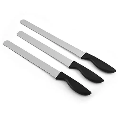 Produktbild: AUTSUPPL Verstellbarer Kuchenschneider Aus Edelstahl 2 Stück Kuchenschaber Und Cremespatel Set 10 Und Für Perfekte Tortenböden Und Fondant Spülmaschinenfest Silber