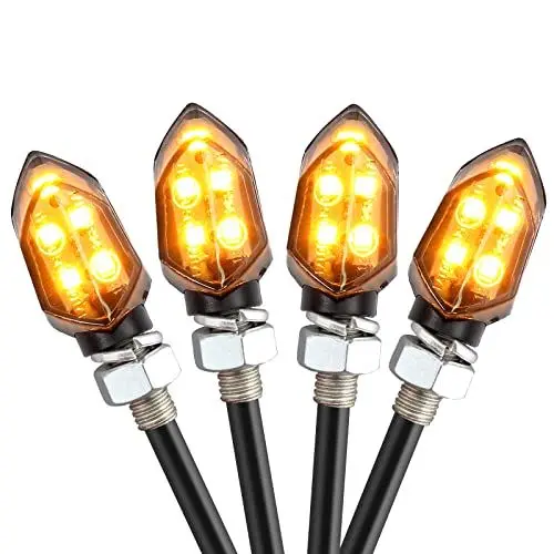 Produktbild: AUTTGINN 12V LED Smoked Motorrad Blinker 5 LEDs Mini Blinker Lauflicht Motorradblinker 4 Stück IP65 E-Prüfzeichen Bernstein