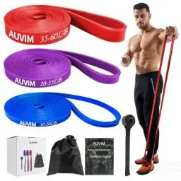 Produktbild: AUVIM Widerstandsbänder Set Fitnessbänder 3 verschiedene Stufen von Widerstandsbändern für Krafttraining, Stretching, Calisthenics, Cross-Fitness, Pilates, Yoga, inklusive Türanker-Aufbewahrungstasche