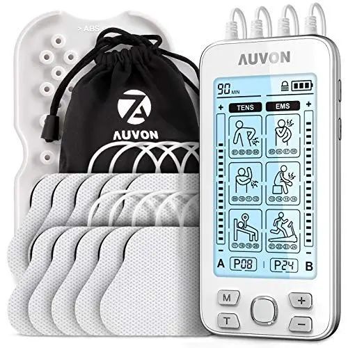 Produktbild: AUVON 4 Kanäle TENS Gerät EMS Trainingsgerät für Schmerzlinderung Therapie mit 24 Modi Elektro Massagegerät, 10 Stücke 2