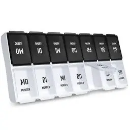 Produktbild: AUVON Tablettenbox 7 Tage Morgens Abends, Handlicher Tablettenbox mit Großen Separaten Fächern für Medikamente, Vitamine, Fischöl, Nahrungsergänzungsmittel usw.