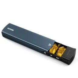 Produktbild: AUVON Tablettenbox 7 Tage aus Aluminium mit Schiebedesign, Stilvolle Pillendose 7 Tage zum Schutz der Privatsphäre, BPA-freie Medikamentenbox mit Großem Fach für Medikamente, Vitamine (Dunkelblau)