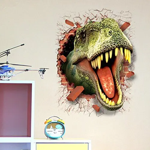 Produktbild: AUVS® 3D Lebendige Tiere- Selbstklebende Abnehmbaren Durchbrechen Die Mauer Vinyl Wandsticker / Wandgemälde Kunst Aufkleber Dekorateur (Eröffnung Mouth OpeningDinosaurier Mund (50 cm x 70cm))