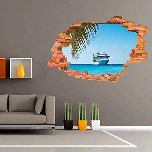 Produktbild: AUVS® 3D- Selbstklebende Abnehmbaren Durchbrechen Die Mauer Vinyl Wandsticker/Wandgemälde Kunst Aufkleber Dekorateur (8001G Sea Cruise(60 * 90cm))