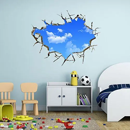 Produktbild: AUVS® 3D- Selbstklebende Abnehmbaren Durchbrechen Die Mauer Vinyl Wandsticker/Wandgemälde Kunst Aufkleber Dekorateur (Der Blaue Himmel Small (50cm x 70cm))