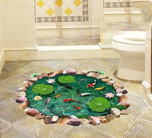Produktbild: AUVS® 3D- Selbstklebende Abnehmbaren Durchbrechen Die Mauer Vinyl Wandsticker / Wandgemälde Kunst Aufkleber Dekorateur (9260 Goldfish in Lotus Pool(60cm*90cm))
