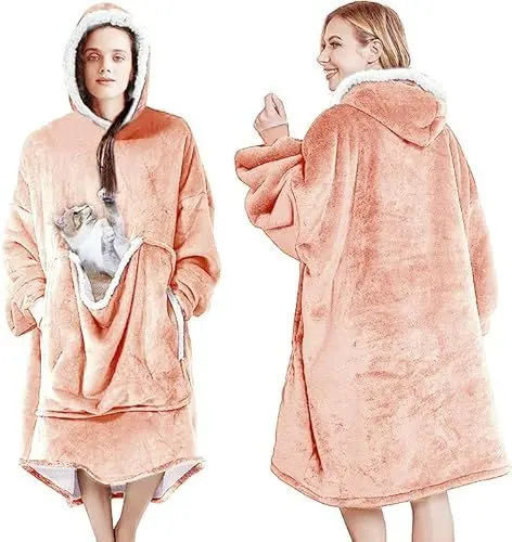 Produktbild: Auvstar Decken Pullover Blanket Hoodie Damen Oversize - Riesen Flauschig für Herren Women Erwachsene Männer Frauen Unisex - Sherpa Hooded Blanket