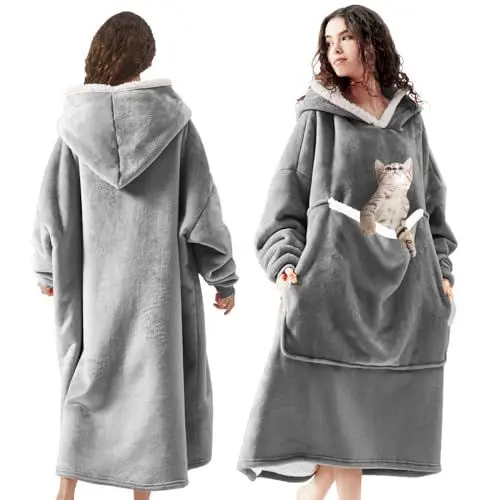 Produktbild: auvstar Hoodie Damen Oversize,Decken Pullover Blanket Hoodie,Riesen Hoodie Flauschig Decken Hoodie für Damen Herren Women Erwachsene Männer Frauen Unisex Sherpa Hooded Blanket