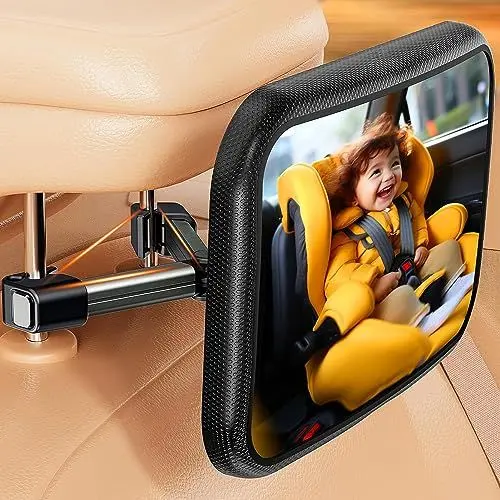 Produktbild: auvstar Spiegel Auto Baby Rückbank,Rückspiegel Baby Auto mit Metall Clip,360° Drehbar Bruchsicherer Baby Autospiegel für Baby,Groß Vision Rücksitzspiegel Baby den neue Eltern Haben Müssen