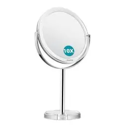 Produktbild: Auxmir Kosmetikspiegel Doppelseitiger Schminkspiegel mit 1X/10X Vergrößerung, Tischspiegel Stehend 360° Schwenkbar, Abnehmbarer Rasierspiegel für Schminken Makeup Gesichtspflege und Reisen