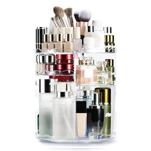 Produktbild: Auxmir Make Up Organizer, 360° Drehbar Kosmtik Organizer, Beauty Organizer mit Wellenform, Makeup Schminke Aufbewahrung, Kosmetikbox für Kommode, Dresser Schlafzimmer Badezimmer, Transparent