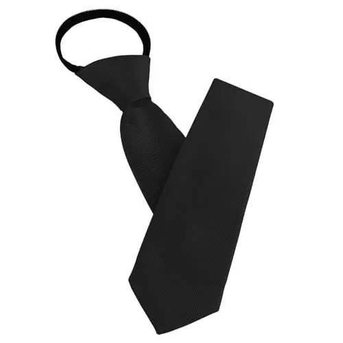 Produktbild: AUYAO Herren Krawatten, Einfarbiger Klassische Vorgebundenen Knoten Krawatte 8cm, Verstellbarer Krawatten für Herren mit Reißverschluss für Heiraten Oder Festliche Veranstaltunge(Schwarze-Streifen)