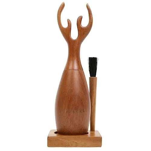 Produktbild: Auyeetek Salz und Pfeffermühle Holz Gewürzmühle, Akazienholz Manuell Salzmühle für Grobes Salz, Grinder Holz Tablett& Reinigungsbürste Hochzeitsgeschenke 21cm Geweihform
