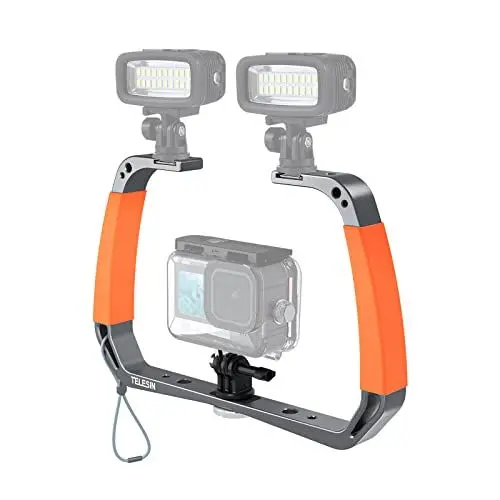 Produktbild: AuyKoo Diving Rig Stabilizer Aluminiumlegierung Doppelarmhalterung für GoPro Hero 12 11 10 9 8 7 6 Insta360 ONE DJI Action 2 Kamera