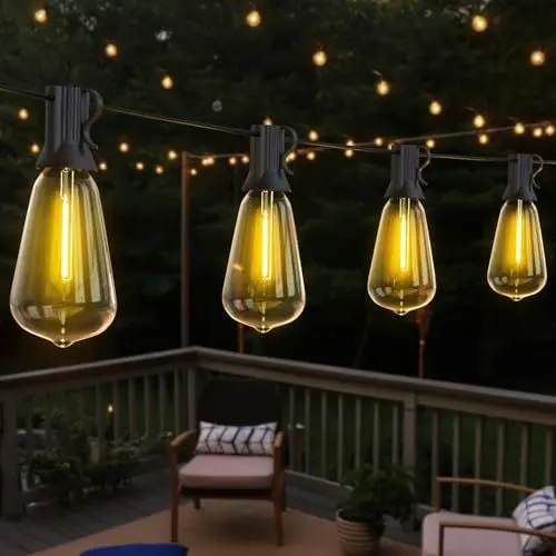 Produktbild: AVANLO LED Lichterkette Außen 30.5M/100FT Terrasse Lichterkette Outdoor Bruchsicher Retro ST38 Glühbirnen Wasserdicht für Garten,Balkon,Hochzeiten,Pergola,Bistro,Partys Lichterkette Kugeln Innen