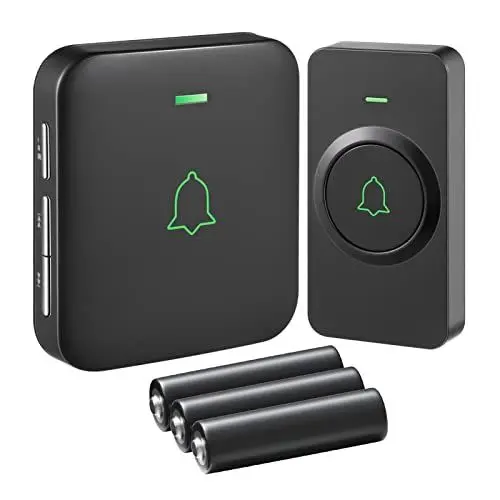 Produktbild: AVANTEK Kabellose Türklingel Batteriebetrieben, Mini Funkklingel 300M, IP55 Wasserdicht Elektronische Türglocken, 52 Melodien auf 5 Stufen Volumes mit LED Anzeige BA-11 (Energieklasse A+)
