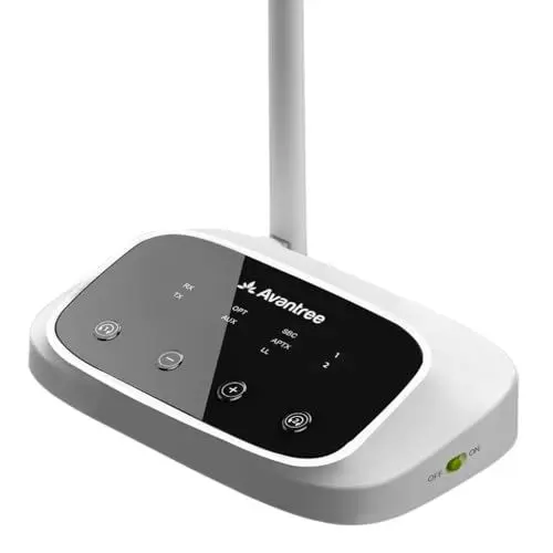 Produktbild: Avantree Oasis B – Bluetooth Audio Transmitter Empfänger für TV mit Dual-Link-Funktionen, Pass-Through-Funktionen und ohne Audio-Delay, große Klasse 1-Reichweite, LED-Anzeige, optischer AUX-Anschluss