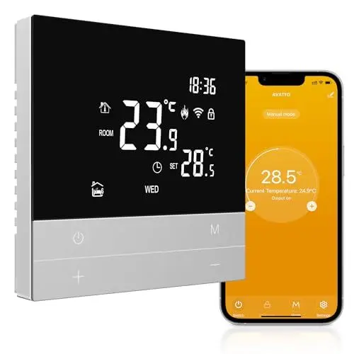 Produktbild: AVATTO Thermostat für Wasser Fußbodenheizung Smart WiFi Thermostat Programmierbar Raumthermostat Unterstützen Alexa, Google Home Sprachsteuerung und Smart Life App Fernbedienung (2.4GHz-WiFi)