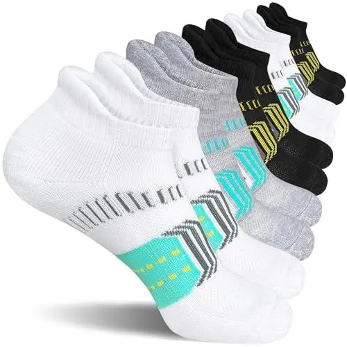Produktbild: AVAYUU Damen Sneaker Socken Gepolsterte Anti-Blasen Atmungsaktive Athletic Laufsocken Kurz Sportsocken Mit Fersenlasche 5 Paar 35-38/39-42