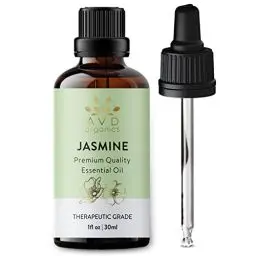 Produktbild: AVD ORGANICS Ätherisches Jasminöl 30 ml – Premium-Aromatherapie-Öl in therapeutischer Qualität für Seifen, Kerzen, Massage, Hautpflege, Parfüms, Raumduft Acetit für Diffusor – 1 fl.oz
