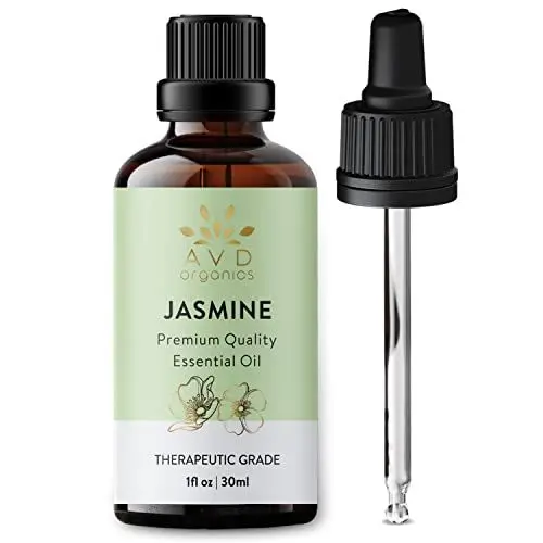 Produktbild: AVD ORGANICS Ätherisches Jasminöl 30 ml – Premium-Aromatherapie-Öl in therapeutischer Qualität für Seifen, Kerzen, Massage, Hautpflege, Parfüms, Raumduft Acetit für Diffusor – 1 fl.oz