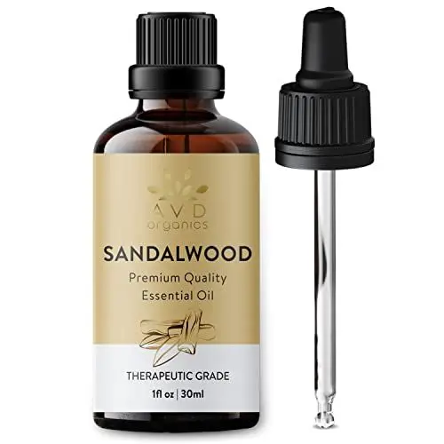 Produktbild: AVD ORGANICS Ätherisches Sandelholzöl 30 ml | hochwertige therapeutische Qualität für Hautpflege und Konzentration holziges und erdiges Aroma für Klarheit Diffusor|Aromatherapie | 1 fl. oz. Unze. Oz