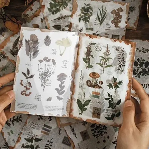Produktbild: AVECMOI Pflanze Washi Aufkleber für Journaling Scrapbooking Planer Sticker Ephemera Sticker Buch Junk Journal Aufkleber für Erwachsene - 20 Blatt (170 Stück)