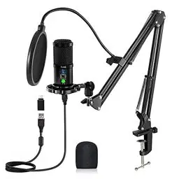 Produktbild: Aveek USB Mikrofon mit Arm, Streaming, Gaming, Podcasting, PC Mikrofon mit Mute Button, Popfilter, 192 KHZ/24BIT
