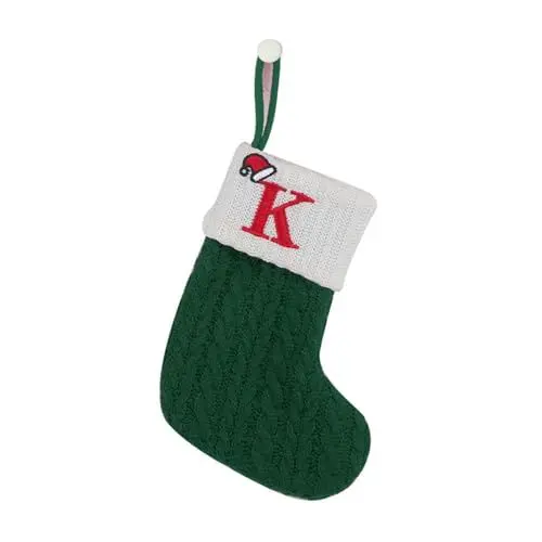Produktbild: Avejjbaey Weihnachtssocken, Buchstaben, bestickt, Drehmanschetten, Initiale, Weihnachtsstrumpf, Süßigkeiten, Geschenkhalter, Weihnachtsbaum-Anhänger, Uhr