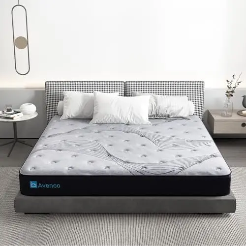 Produktbild: Avenco Matratze 180x200, Einzelne Taschenfederkernmatratze, Hochelastische Schaumstoff-Hybridmatratze, Boxspringmatratze mit CertiPUR-US Schaumstoff für Unterstützung.