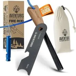 Produktbild: AVENTURIS® Feuerstahl XXL Der ultimative Outdoor Survival Firestarter Camping & Bushcraft Vielseitiger feuerstahl Outdoor, Zunderguide Lagerfeuer Zubehör und Outdoor ausrüstung